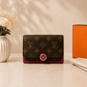 LV Flore 原花拼紫紅花卉金釦中夾 16300 LV Flore 原花拼紅色花卉金釦中夾精品短夾,卡夾924