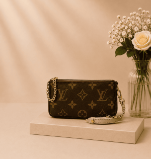 LV Rosalie 原花拼芭蕾粉金釦零錢卡夾精品短夾,卡夾1328