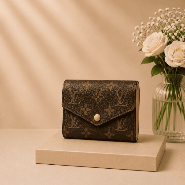 LV Victorine 原花拼芭蕾粉三折短夾精品短夾,卡夾1530
